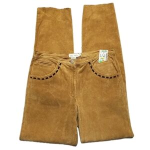NWT Vintage Y2K  90's Tan Suede Pants 100% Leather Women's 6 Cali Cali Straight